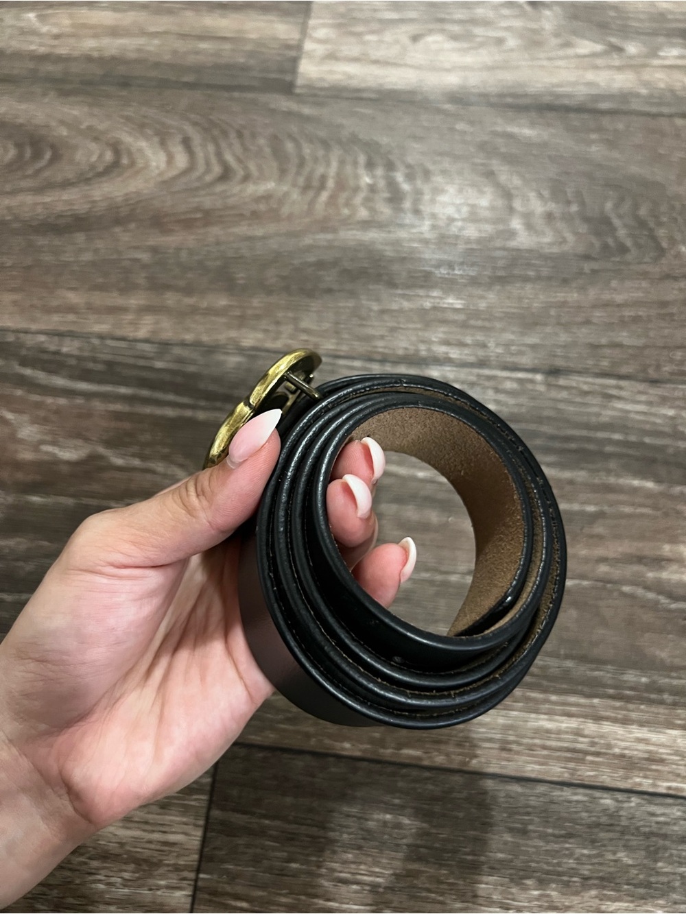 Gucci GG Marmont Black Leather Belt with Double G Gold Buckle - Picture 5 of 7